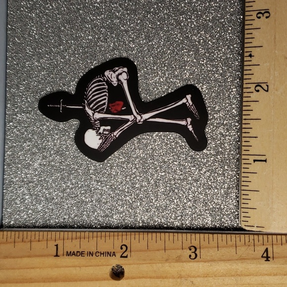 Gothic WATERPOOF Sticker Skull Skeleton Stabbed Through the Heart - Picture 2 of 8